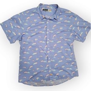 AMBSN California Button Down Shirt Purple Dolphin Print Men's 2XL